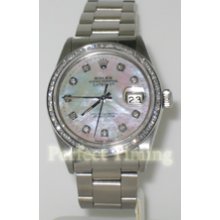Rolex Stainless Steel Men's Datejust w/ Oyster bracelet and custom added MOP Diamond Dial and Sparkling Diamond Bezel