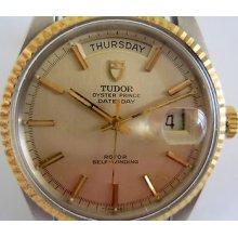 Rolex Tudor Gold/ss Date Day Oyster Prince 7019/3 Automatic Oversize
