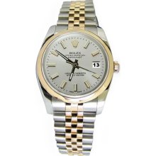 Rolex two tone gents watch jubilee bracelet date just gold smooth bezel