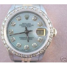 Rolex Watch Ladies 2tone Datejust Diamond Dial & Bezel