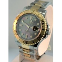 Rolex Yachtmaster 18k And Stainless Tahitian Mother Of Pearl Dial Men's Watch.