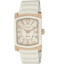 Rose Gold Plated Bianci Women's White Ceramic Watch W/sapphire Crystal -b286_wht