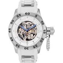 Rougois Automatic Skeleton Dial Naval Diver Watch With White Band