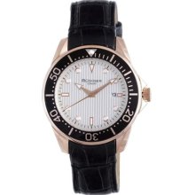 Rudiger Men's Chemnitz Rose Gold IP Coated Case Rotating Bezel Si ...