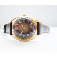 Russian vintage gold plated wristwatch POLJOT.
