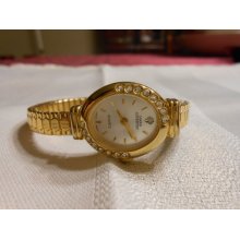 SALE VIntage Sarah Coventry Gold and Diamond Face Watch With Adjustable Band