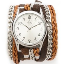 Sara Designs Leather & Suede Texture Wrap Watch