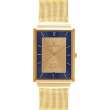 Sartego SVS432 Mid-Size Ultra Thin Gold Tone Dress Gold Dial Mesh Band