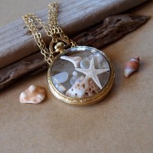 Sea Glass Pocket Watch Pendant Antique Gold Filled 1920s Sea Breeze