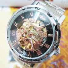 See Through Rose Gold Tone Aoto Mechanical Mens Watch