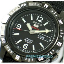 Seiko Sports Automatic / Hand Winding 100m Tough Band Black Watch Srp147j1 Japan