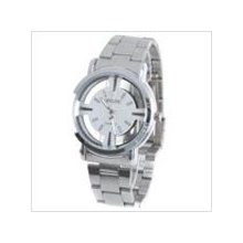 Silver dial - men's alloy band quartz wrist watch