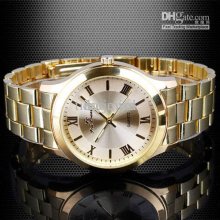 Silver-tone Dial Quartz Dress Wristwatch For Men Golden Band And Cas