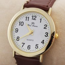 Simple But Classic Quartz Watches Style Mens Elegant Gift Faux Leather Band