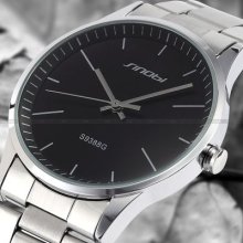 Sinobi Luxury Women Men Black Dial Analog Quartz Steel Outdoor Sport Gift Watch