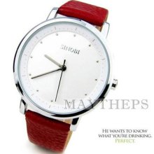 Sinobi Vintage Retro White Dial Women Lady Red Leather Quartz Wrist Watch Gift