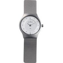 Skagen Ladies White Dial Steel Mesh Strap Watch 233xsss1 Â£99