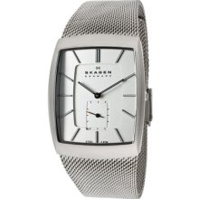 Skagen Watch 915xlsss Men's Silver Dial Stainless Steel Mesh