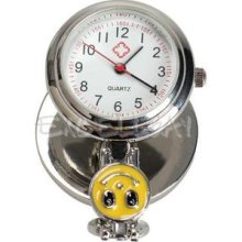 Smile Face Nurse Table Pocket Watch With Clip Brooch Quartz Watches Lovely E0xc