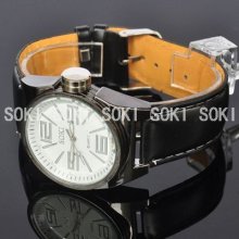 Soki White Modern Classic Mens Analog Quartz Wrist Leather Band Watch S54