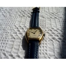 Soviet vintage Zaria gold plated ladies mechanical watch with very elegant roman number dial