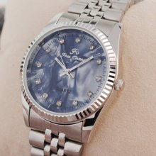 Stainless Steel Band Classic Design Quartz Wristwatch Crystal Time Pointer Mens