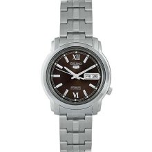 Stainless Steel Seiko 5 Automatic Black Dial Link Bracelet