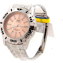 Stainless Steel Sport Watch 5 Bar Water Resistant Pink Color Dial