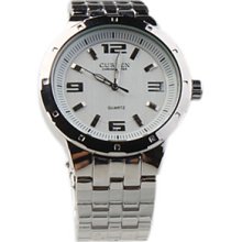 Stainless Steel Wrist Watch for Men White Dial