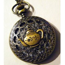 Steampunk Pocket Watch Alice Tea Party Wonderland Victorian Style Necklace or Chain Fob