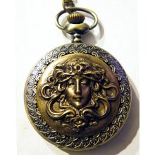 Steampunk Pocket Watch Victorian Style Ophelia Beautiful Woman Gothic Necklace or Chain Fob