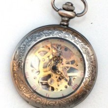 Steampunk - Sherlock Holmes - Pocket Watch - Mechanical - Large - Ske