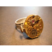 Steampunk Watch Movement Ring with Exposed Gears (663)