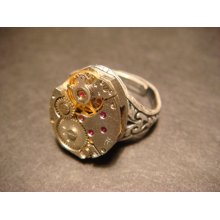 Steampunk Watch Movement Ring with Exposed Gears (770)