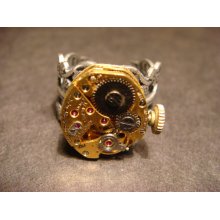 Steampunk Watch Movement Ring with Exposed Gears (643)