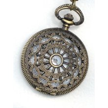 Steampunk - WEB OF LOVE - Pocket Watch - Large - Necklace - Antique Brass - Neo Victorian - By GlazedBlackCherry