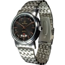 Steinhausen Men's Metal Quartz Date Black Dial Watch (silver)