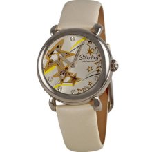 Stuhrling 108e Star Aphrodite Charmed Skeleton Star Dial Leather Ladies Watch