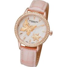 Stuhrling Original 518 1145a9 Verona Mariposa Pink Mop Pink Leather Womens Watch