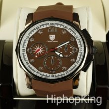 Stylish Randy Jackson Look Brown Hip Hop Watch Durable Sport Beautiful Piece