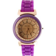 Stylish Silicone Band Quartz Round Crystal Lady's Wrist Watch - Blue