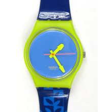Swatch Watch Mens Atlanta Staff olympics Used in Box Vintage 1990s Blue Green Unisex Woman