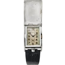 Swiss Vintage Maxima Watch Black band White Dial