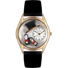 Tap Dancing Black Leather And Goldtone Watch ...