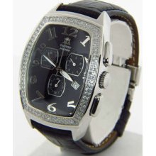 Techno Mania Chrono Black Dial Diamond Mens Watch