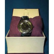 Ted Baker Te1078 Men's Time Flies Black Leather Band Dial Watch
