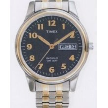 Timex 2-tone Elevated Classics Dress Expansion Watch W/ Black Dial