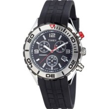 Timex Mens Sl Series Chronograph Stainless Steel Case Black Resin Strap Watch