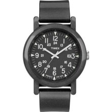 Timex Unisex Camper T2N872 Black Silicone Quartz Watch with Black Dial