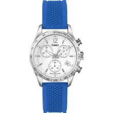 Timex Women's Chronograph Blue Resin Watch, Date, Ameritus, 50 Meter, T2p064